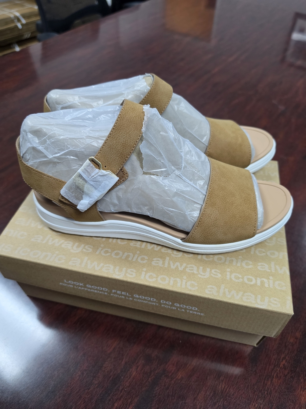 Dr. Scholl's Tan Open-Toe Suede Ankle Strap Sandals